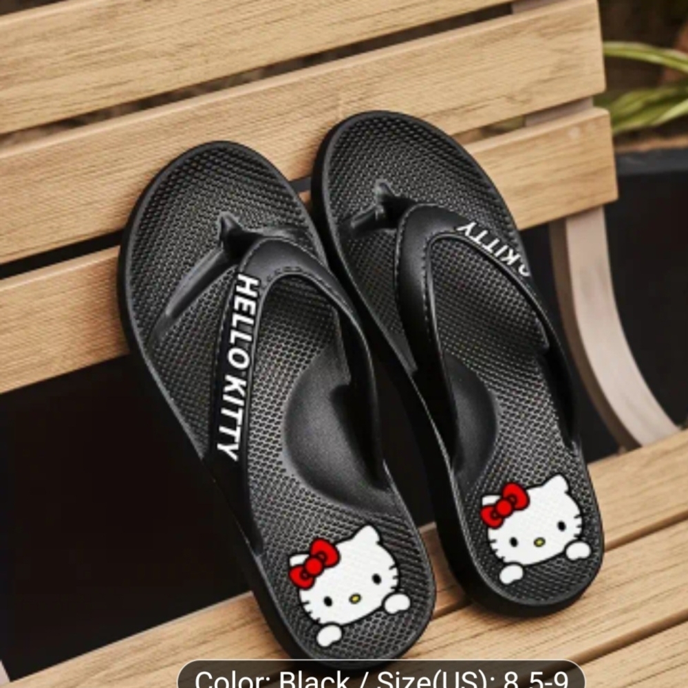 Hello Kitty Black Sandals with Playful Design
